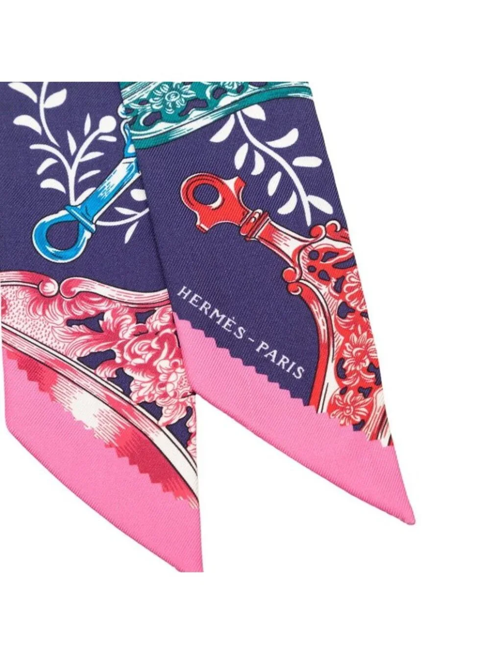 Hermes Twilly Etriers Remix Stirrup Scarf Navy Silk